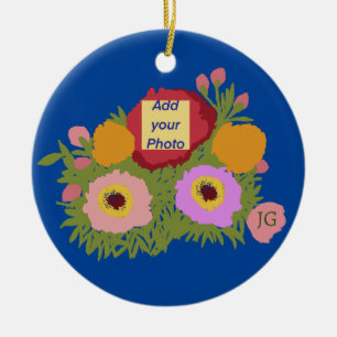 Fügen Sie Ihr Foto-Blumenmuster mit anfänglich bla Keramik Ornament