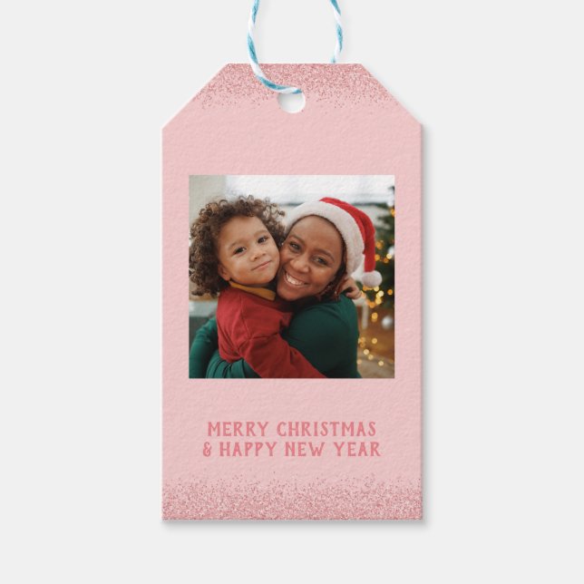 Fügen Sie Ihr Foto frohe Weihnachten Geschenkanhänger (Vorderseite)