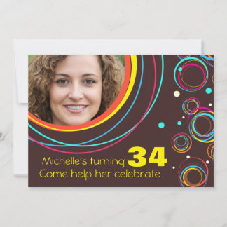 Fügen Sie Ihr Foto funky 34. Geburtstag laden Einladung