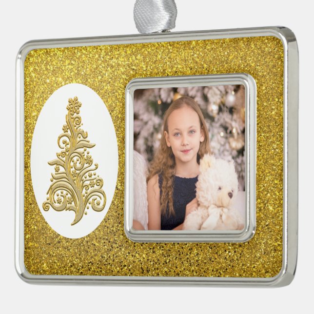 Fügen Sie Ihr Foto für Familie oder Haustiere in d Rahmen-Ornament Silber (Links)