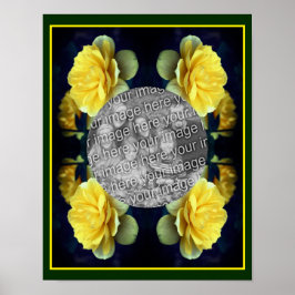 Fügen Sie Ihr Foto Gelb Rose Blume in Blütenrahmen Poster