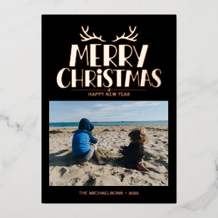 FÜGEN SIE IHR FOTO HINZU   Frohe Weihnachten und e Folien Feiertagskarte