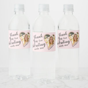 Fügen Sie Ihr Foto Pink Abschluss Vielen Dank Wasserflaschenetikett