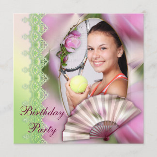 Fügen Sie Ihr Foto Pink Magnolia Geburtstagsparty Einladung