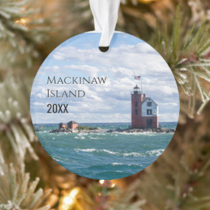 Fügen Sie Ihr Foto Urlaub Mackinaw Island Weihnac Ornament