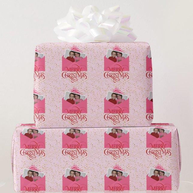 Fügen Sie Ihr Foto Weihnachten Rot und Rosa Geschenkpapier (Von Creator hochgeladen)