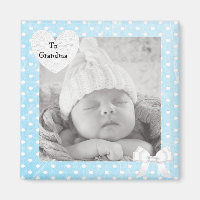 Fügen Sie Ihr Foto zu Blue Polka Dotted Foto Magne