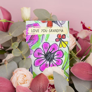 Fügen Sie Ihr Kind Zeichnend & Foto Großmutter maß Folien Feiertagskarte