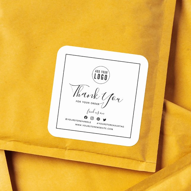 Fügen Sie Ihr Logo Black Border Social Media Viele Quadratischer Aufkleber (Von Creator hochgeladen)