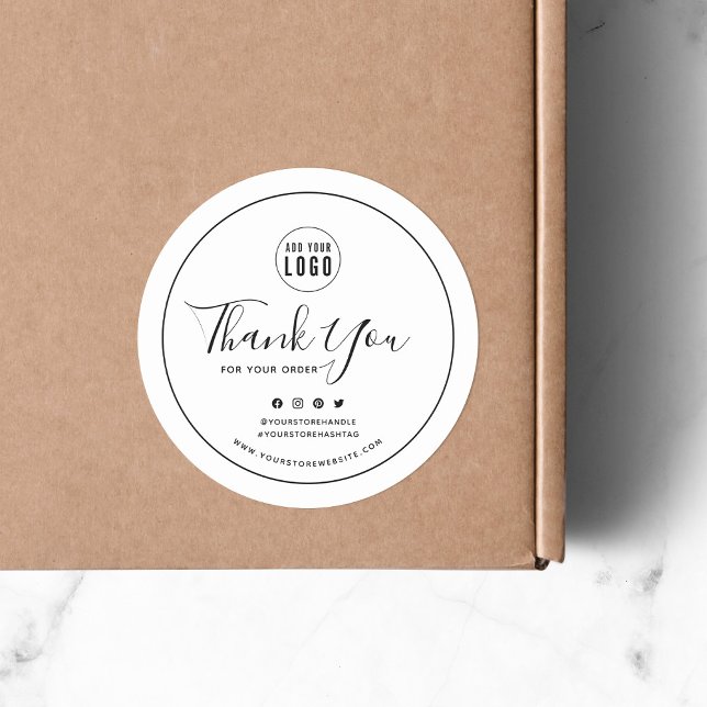 Fügen Sie Ihr Logo Black Border Social Media Viele Runder Aufkleber (Von Creator hochgeladen)