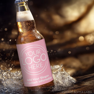 Fügen Sie Ihr Logo Business Corporate Modern Pink Bierflaschenetikett