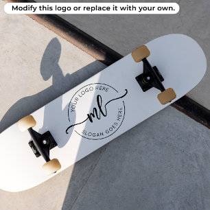 Fügen Sie Ihr Logo Custom Monogramm Initialen Weiß Skateboard