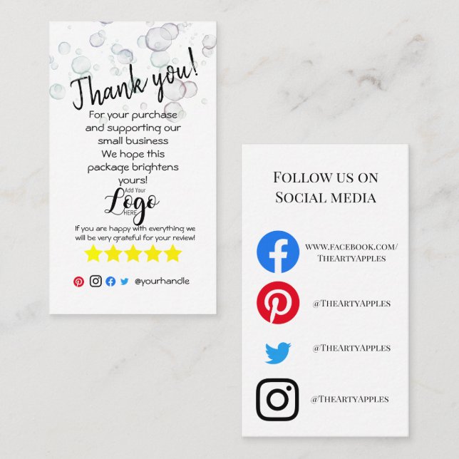 Fügen Sie Ihr LOGO danken, dass Sie einfügen Karte (Vorne/Hinten)