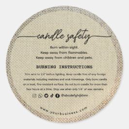 Fügen Sie Ihr Logo Elegant Rustic Candle Sicherhei Runder Aufkleber