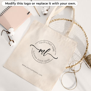 Fügen Sie Ihr Logo Elegante Monogramm-Initialen Br Tragetasche