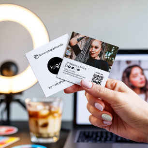 Fügen Sie Ihr Logo Foto QR Code moderne soziale Me Quadratische Visitenkarte
