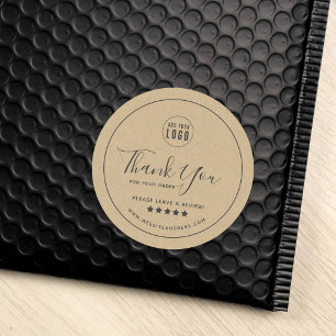 Fügen Sie Ihr Logo graue Grenze Vielen Dank Review Runder Aufkleber