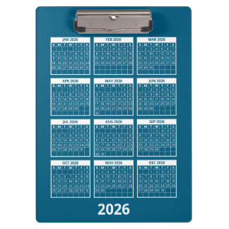 Fügen Sie Ihr Logo hinzu 2026 Jahreskalender Klemm Klemmbrett