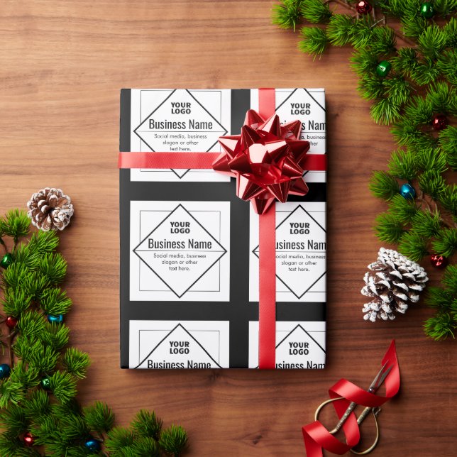 Fügen Sie Ihr Logo hinzu Anpassbare Vorlage Geschenkpapier (Feiertagsgeschenk)