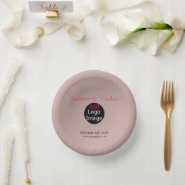 Fügen Sie Ihr Logo Hochzeit Dusty Rose Hue Art Pappteller