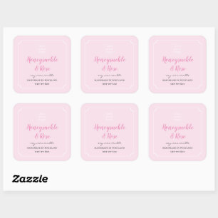 Fügen Sie Ihr Logo Kerze Blush Pink Etikett Quadra Quadratischer Aufkleber
