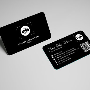 Fügen Sie Ihr Logo professioneller QR-Code schwarz Visitenkarte