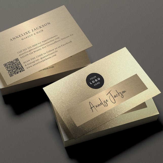 Fügen Sie Ihr Logo QR CODE Gold Glitzer Visitenkarte (Von Creator hochgeladen)