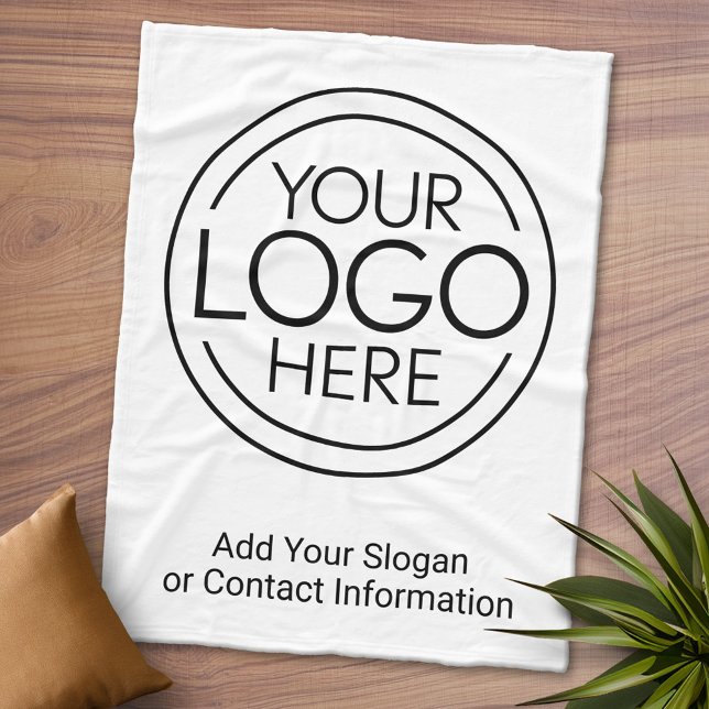 Fügen Sie Ihr Logo-Unternehmen Minimalistisch hinz Fleecedecke (Personalized Fleece Blanket - Add a Logo)