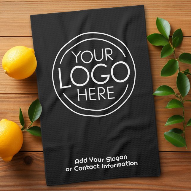 Fügen Sie Ihr Logo-Unternehmen Minimalistisch hinz Geschirrtuch (Promotional Product - Custom Kitchen Towel with your logo - black background)