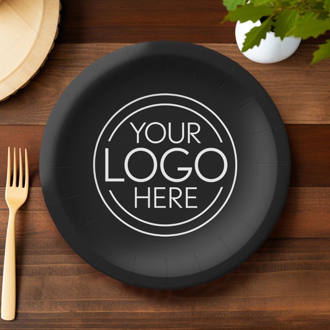 Fügen Sie Ihr Logo-Unternehmen Minimalistisch hinz Pappteller (Custom Party Plates with Business Branding Logo)