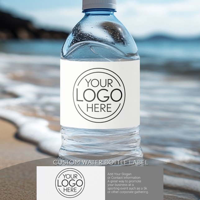 Fügen Sie Ihr Logo-Unternehmen Minimalistisch hinz Wasserflaschenetikett (Custom Logo - Water Bottle Label)