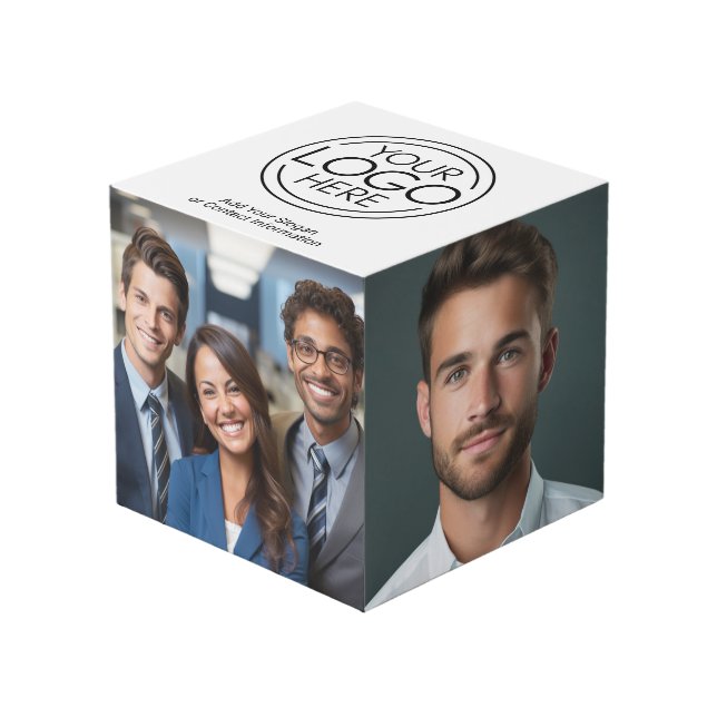 Fügen Sie Ihr Logo-Unternehmen Minimalistisch hinz Würfel (Vorderseite Schrägansicht)