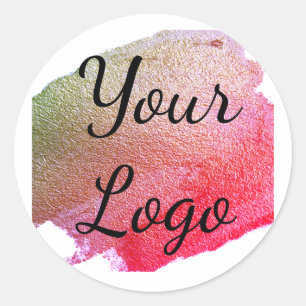 fügen Sie Ihr Logo Website pink grün golden einfac Runder Aufkleber