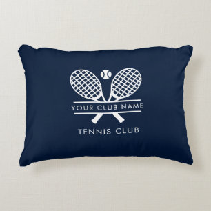 Fügen Sie Ihre Clubname Tennis Icons Navy Blue Cus Dekokissen