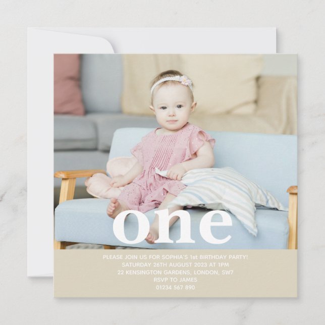 Fügen Sie Ihre eigene Foto One First Birthday Part (Vorderseite)