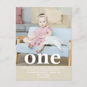 Fügen Sie Ihre eigene Foto One First Birthday Part Postkarte