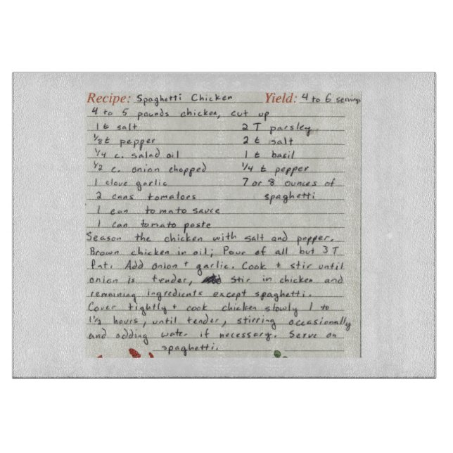 Fügen Sie Ihre eigene Lieblings-Rezeptor-Mama-Oma- Schneidebrett (Vorderseite)