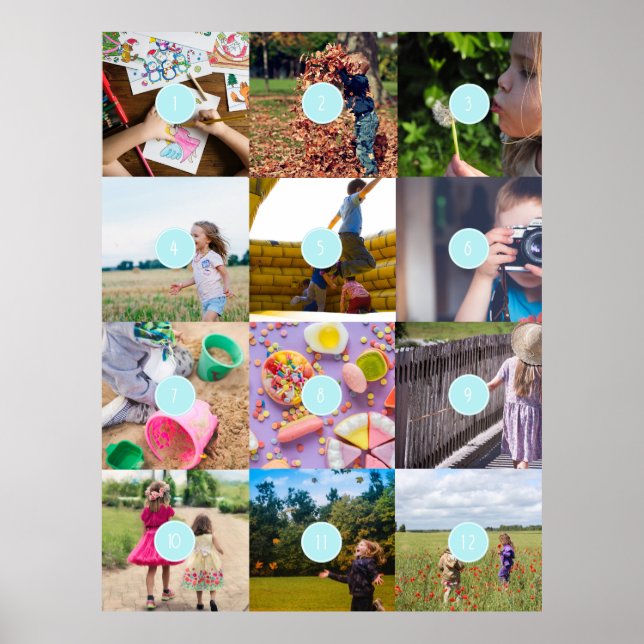 Fügen Sie Ihre eigenen 12 Fotos individuell anpass Poster (Vorne)