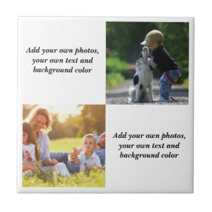 Fügen Sie Ihre eigenen Fotos, Text und Hintergrund Fliese
