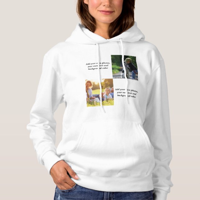 Fügen Sie Ihre eigenen Fotos, Text und Hintergrund Hoodie (Vorderseite)