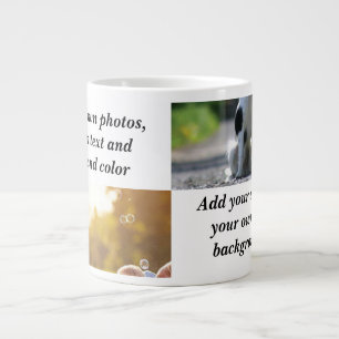 Fügen Sie Ihre eigenen Fotos, Text und Hintergrund Jumbo-Tasse