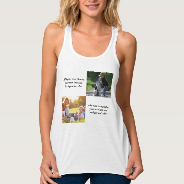 Fügen Sie Ihre eigenen Fotos, Text und Hintergrund Tank Top (Vorderseite)