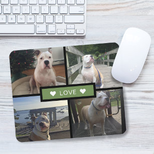 Fügen Sie Ihre eigenen Hunde Foto Collage Green Mousepad