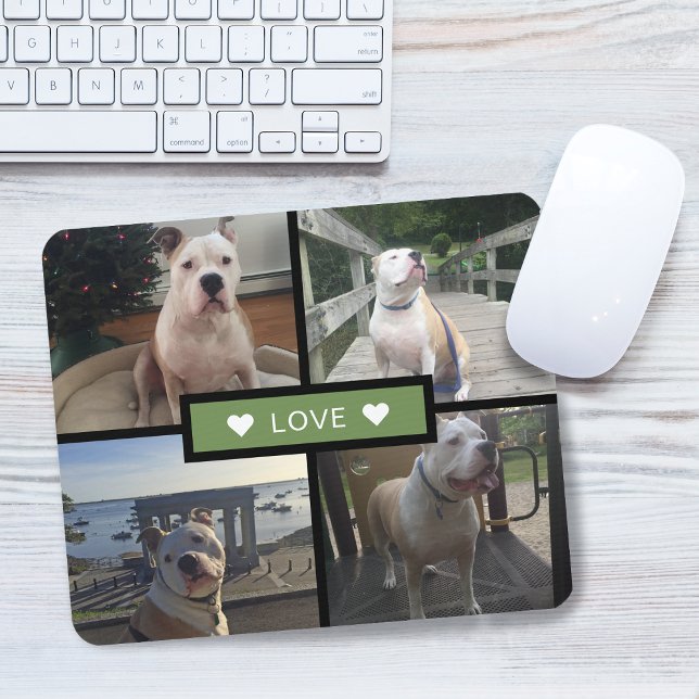 Fügen Sie Ihre eigenen Hunde Foto Collage Green Mousepad (Add Your Own Dog Photo Collage Green Mouse Pad)