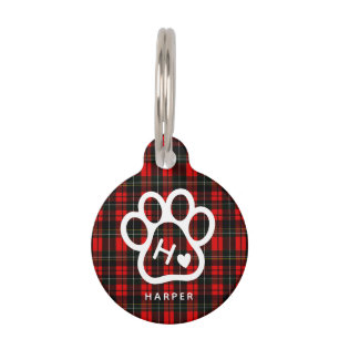 Fügen Sie Ihre eigenen Hundetiere Monogramm Tartan Haustiermarke