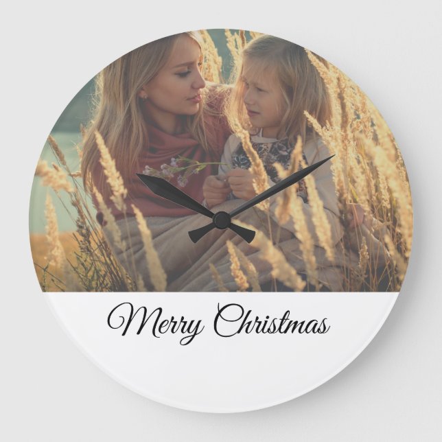 Fügen Sie Ihre Foto Weihnachten personalisiert hin Große Wanduhr (Vorderseite)