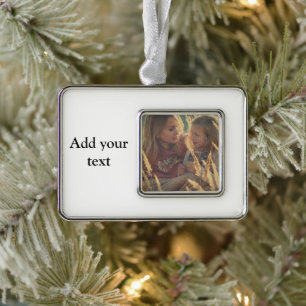 Fügen Sie Ihre Foto Weihnachten personalisiert hin Rahmen-Ornament Silber