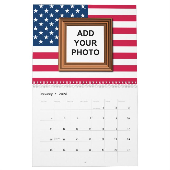 Fügen Sie Ihre Fotos American Flag Patriotic 2025 Kalender (Jan 2026)