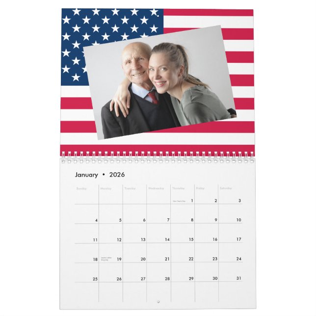 Fügen Sie Ihre Fotos American Flag Patriotic 2026 Kalender (Jan 2026)