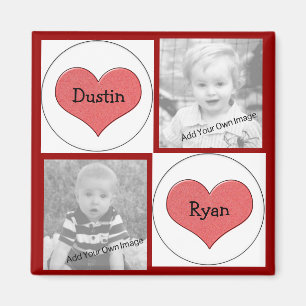 Fügen Sie Ihre Info, Foto-Magnet für rote Herzen h Magnet